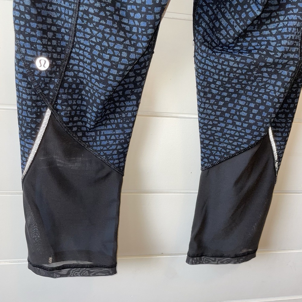 Lululemon Free Runner Crop Shatter Weave Desert Teal Alberta Lake Black‎ Size: 6 - Picture 5 of 5